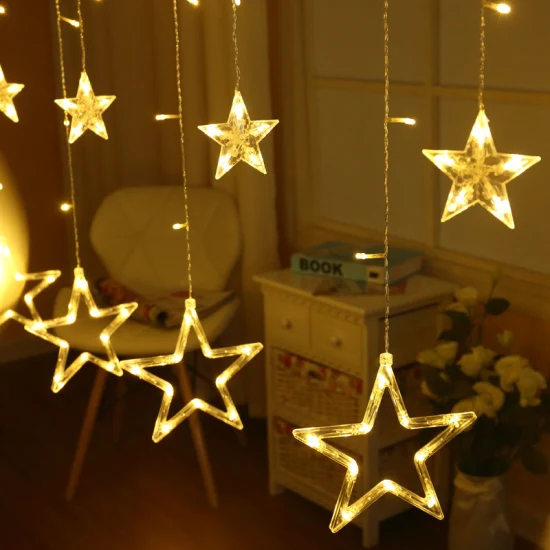 Cortina de estrellas LED, cadena de luces para ventana, luces de decoración de boda y Navidad para el hogar